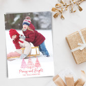 Aangepaste Foto Vrolijk Helder Roze Rode Bomen Ker Feestdagenkaart