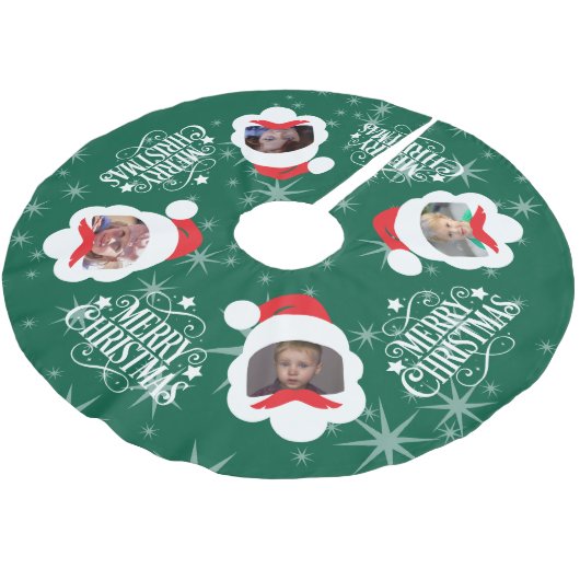 Aangepaste Foto Vrolijk Kerstborstel Polyester Tre Kerstboom Rok (Gekanteld)