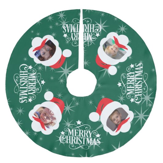Aangepaste Foto Vrolijk Kerstborstel Polyester Tre Kerstboom Rok (Voorkant)