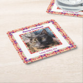 Aangepaste Foto Vrolijk Kerstfeest Jolly Pet Cat K Kartonnen Onderzetters (Schuin)