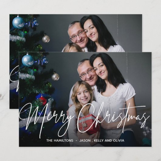 Aangepaste foto| Vrolijk kerstfeest-Label Feestdagenkaart (Voorkant / Achterkant)