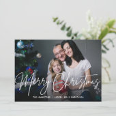 Aangepaste foto| Vrolijk kerstfeest-Label Feestdagenkaart (Staand voorkant)