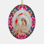 Aangepaste foto Vrolijk Kerstmis Modern Kleurrijk Keramisch Ornament (Rechts)