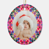 Aangepaste foto Vrolijk Kerstmis Modern Kleurrijk Keramisch Ornament (Links)