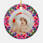 Aangepaste foto Vrolijk Kerstmis Modern Kleurrijk Keramisch Ornament (Achterkant)