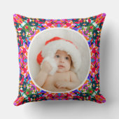 Aangepaste foto Vrolijk Kerstmis Modern Kleurrijk Kussen (Achterkant)