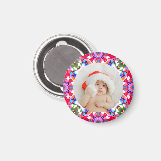 Aangepaste foto Vrolijk Kerstmis Modern Kleurrijk Magneet (Voorkant / Achterkant)