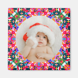 Aangepaste foto Vrolijk Kerstmis Modern Kleurrijk Magneet