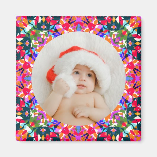 Aangepaste foto Vrolijk Kerstmis Modern Kleurrijk Magneet (Voorkant)