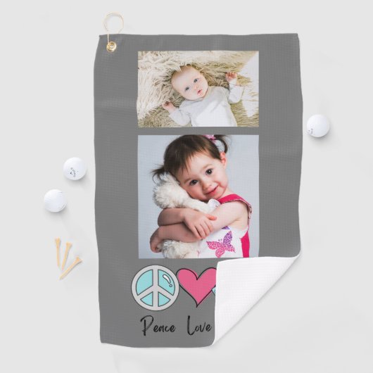 Aangepaste foto Vrouw Oma Moeder Vrede Liefde Golf Golfhanddoek (Insitu)