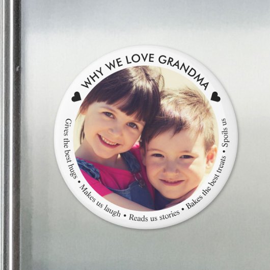 Aangepaste foto waarom we oma lief vinden magneet