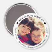 Aangepaste foto waarom we oma lief vinden magneet (Voorkant / Achterkant)