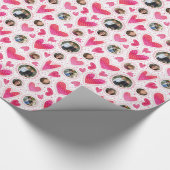 Aangepaste foto Wacky Hearts Valentijn Cadeaupapier (Hoek)