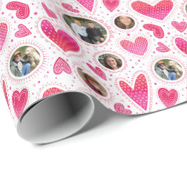 Aangepaste foto Wacky Hearts Valentijn Cadeaupapier