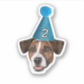 Aangepaste Foto Waterdichte Vinyl Hond Mam Verjaar Sticker (Voorkant)