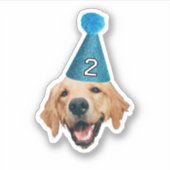 Aangepaste Foto Waterdichte Vinyl Hond Verjaardag Sticker (Voorkant)