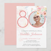 Aangepaste Foto Waterverf Bloemen Roze 80ste Verja Kaart (Voorkant / Achterkant)