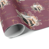 Aangepaste foto-Waterverf Floral Bride & Groom Cadeaupapier (Rol Hoek)