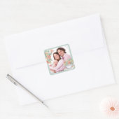 Aangepaste foto waterverf Floral en Teacup Vierkante Sticker (Envelop)