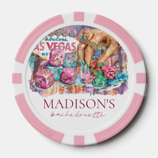 Aangepaste foto waterverf Las Vegas Bachelorette Poker Chips (Voorkant)