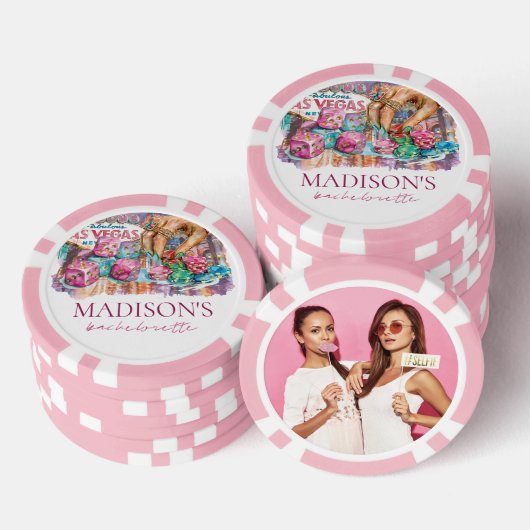 Aangepaste foto waterverf Las Vegas Bachelorette Poker Chips (Opstapeling)