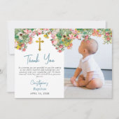 Aangepaste foto-Waterverf Roos Tuinjongen Baptisme Bedankkaart (Voorkant)