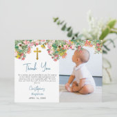 Aangepaste foto-Waterverf Roos Tuinjongen Baptisme Bedankkaart (Staand voorkant)