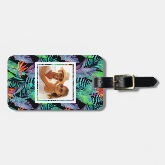 Aangepaste foto-Waterverf vogel van het paradijs Bagagelabel (Voorkant horizontaal)