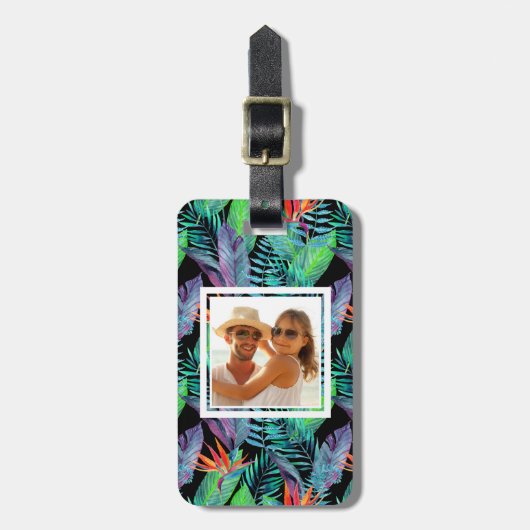 Aangepaste foto-Waterverf vogel van het paradijs Bagagelabel (Voorkant verticaal)