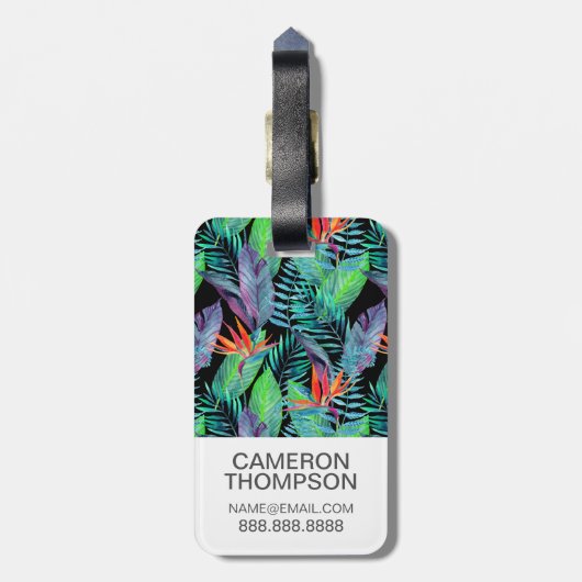 Aangepaste foto-Waterverf vogel van het paradijs Bagagelabel (Achterkant verticaal)