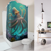 Aangepaste foto Waterverf Zee Octopus gepersonalis Douchegordijn