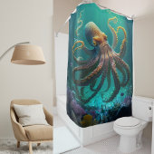 Aangepaste foto Waterverf Zee Octopus gepersonalis Douchegordijn