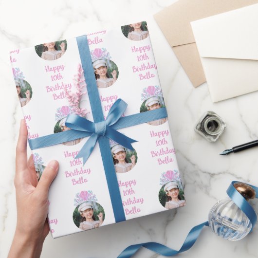 Aangepaste foto-Waterverf Zeemeermin kweekdag Cadeaupapier (Geschenken)