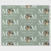 Aangepaste foto We houden van je mam groen Moederd Cadeaupapier (Vlak)