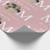 Aangepaste foto We houden van je mam roze Moederda Cadeaupapier (Hoek)