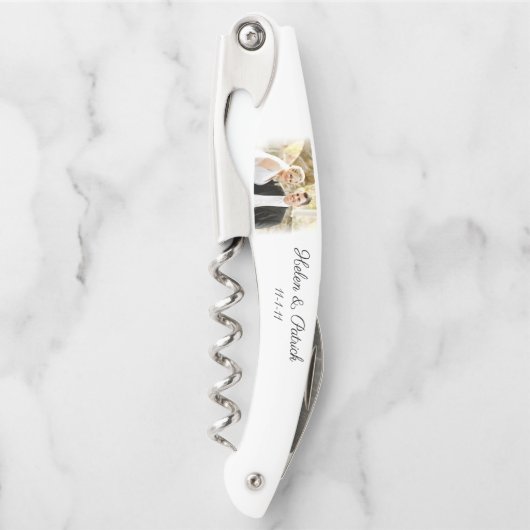 Aangepaste foto-weddenschap Groomsman Favor Kurkentrekker (Voorkant)