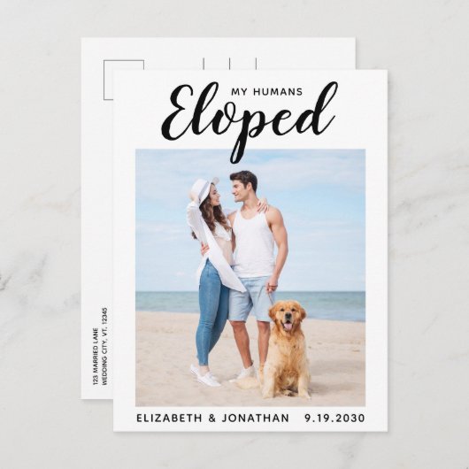 Aangepaste foto-weddenschap met honden aankondigingskaart (Voorkant / Achterkant)