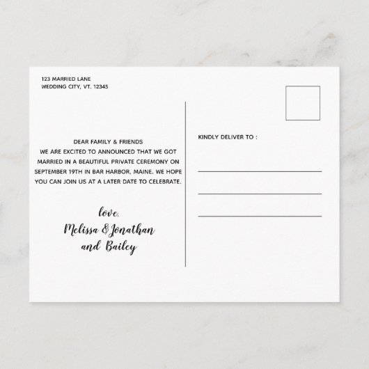 Aangepaste foto-weddenschap met honden aankondigingskaart (Achterkant)