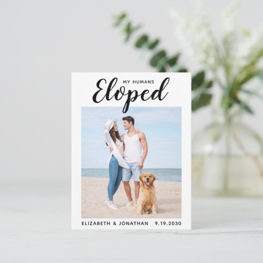 Aangepaste foto-weddenschap met honden aankondigingskaart (Staand voorkant)