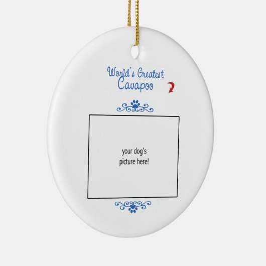 Aangepaste foto! Wereld grootste Cavapoo Keramisch Ornament (Rechts)