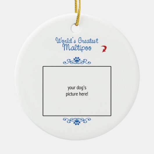 Aangepaste foto! Wereld grootste Maltipoo Keramisch Ornament (Voorkant)