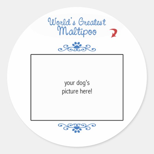 Aangepaste foto! Wereld grootste Maltipoo Ronde Sticker (Voorkant)