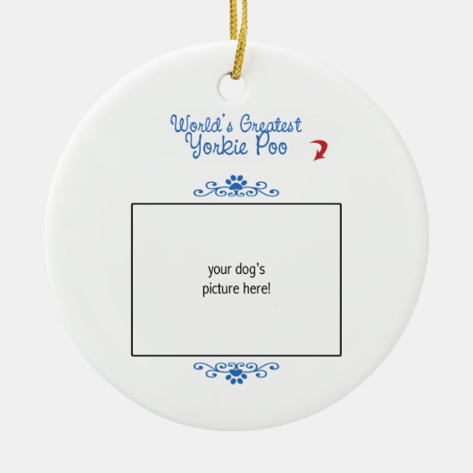 Aangepaste foto! Wereld in Greatest Yorkie Poo Keramisch Ornament (Voorkant)