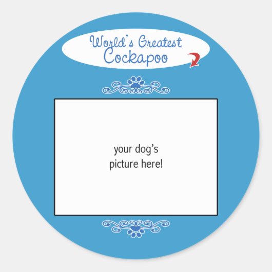 Aangepaste foto! Werelden Grootste Cockapoo Ronde Sticker (Voorkant)