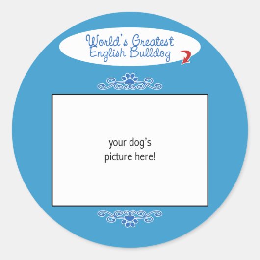 Aangepaste foto! Werelden Grootste Engelse Bulldog Ronde Sticker (Voorkant)