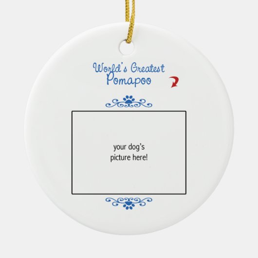 Aangepaste foto! Wereldwijd de grootste Pomapoo Keramisch Ornament (Voorkant)