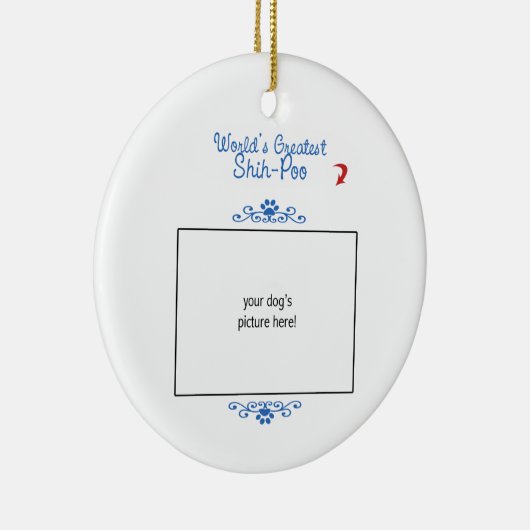 Aangepaste foto! Wereldwijd de grootste Shih-Poo Keramisch Ornament (Rechts)