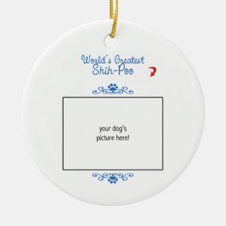 Aangepaste foto! Wereldwijd de grootste Shih-Poo Keramisch Ornament