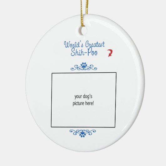 Aangepaste foto! Wereldwijd de grootste Shih-Poo Keramisch Ornament (Links)