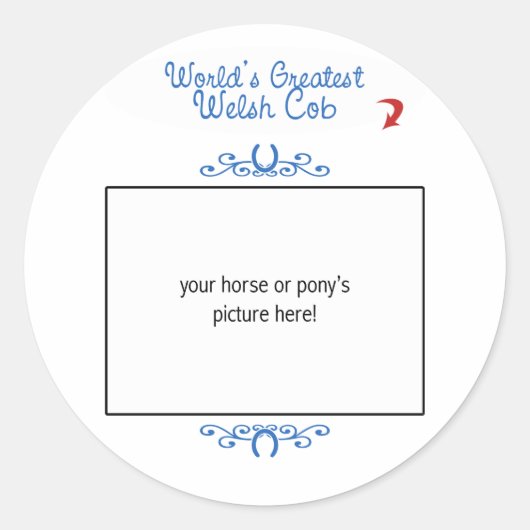 Aangepaste foto! Wereldwijde Welsh Cob Ronde Sticker (Voorkant)